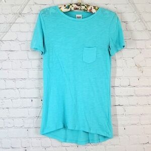 2015 Victoria's Secret PINK Sky Blue Basic Pocket Tee Tshirt Womens Size XS